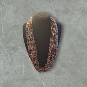 Joan Rivers 20-Strand Gold Tone Seed Bead Necklace  Rhinestone Clasp